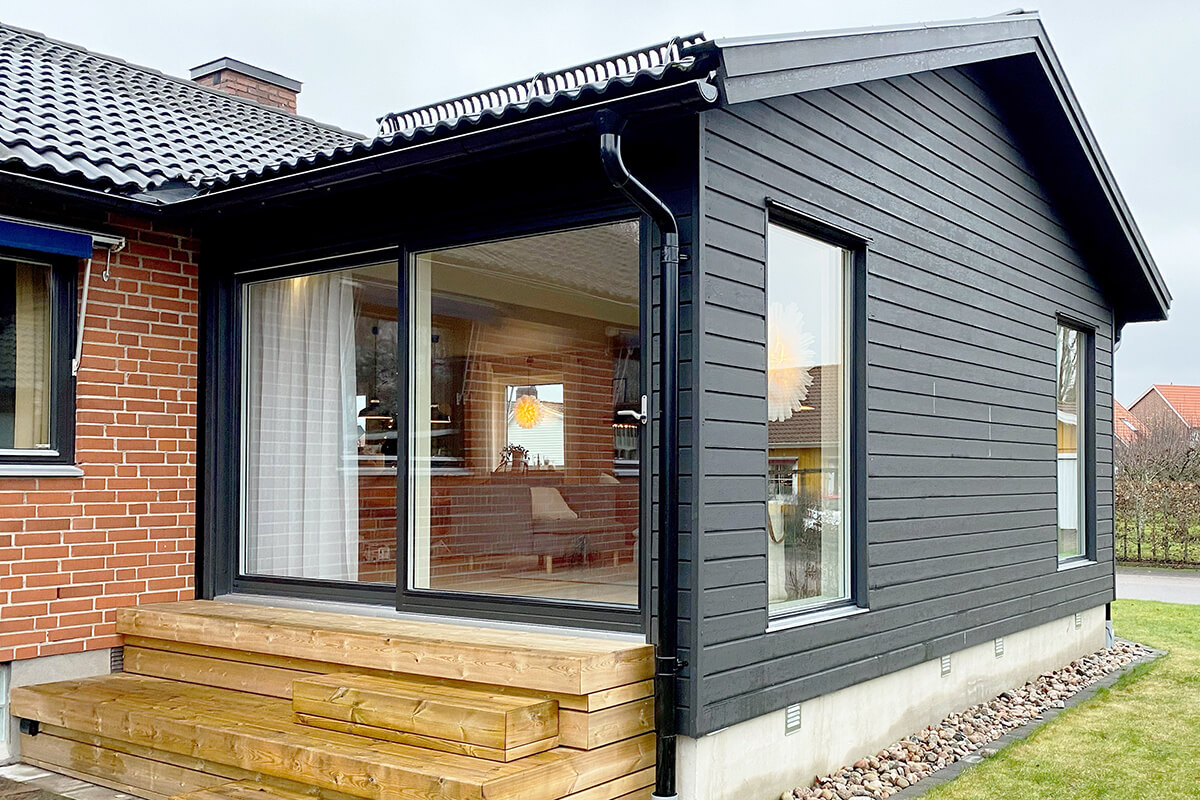 Skjutdörr 2-delad trä 3-glas