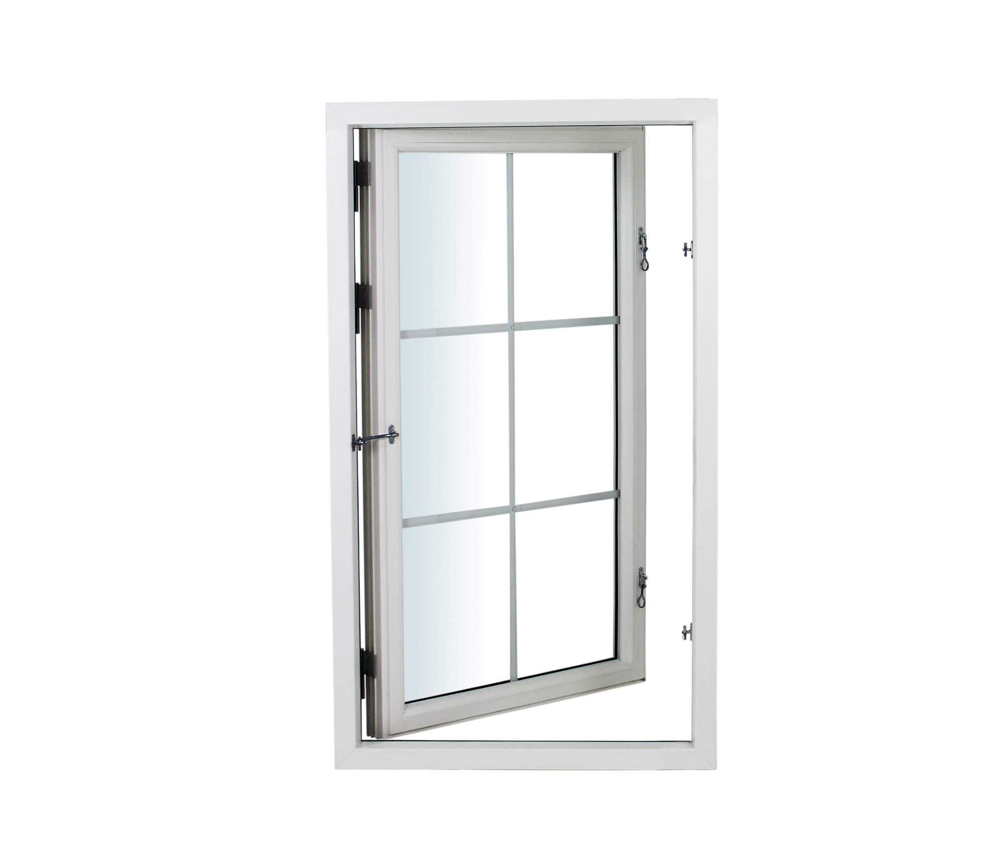 Utåtgående sidohängt 1-luft PVC fönster 2-glas - Haspar