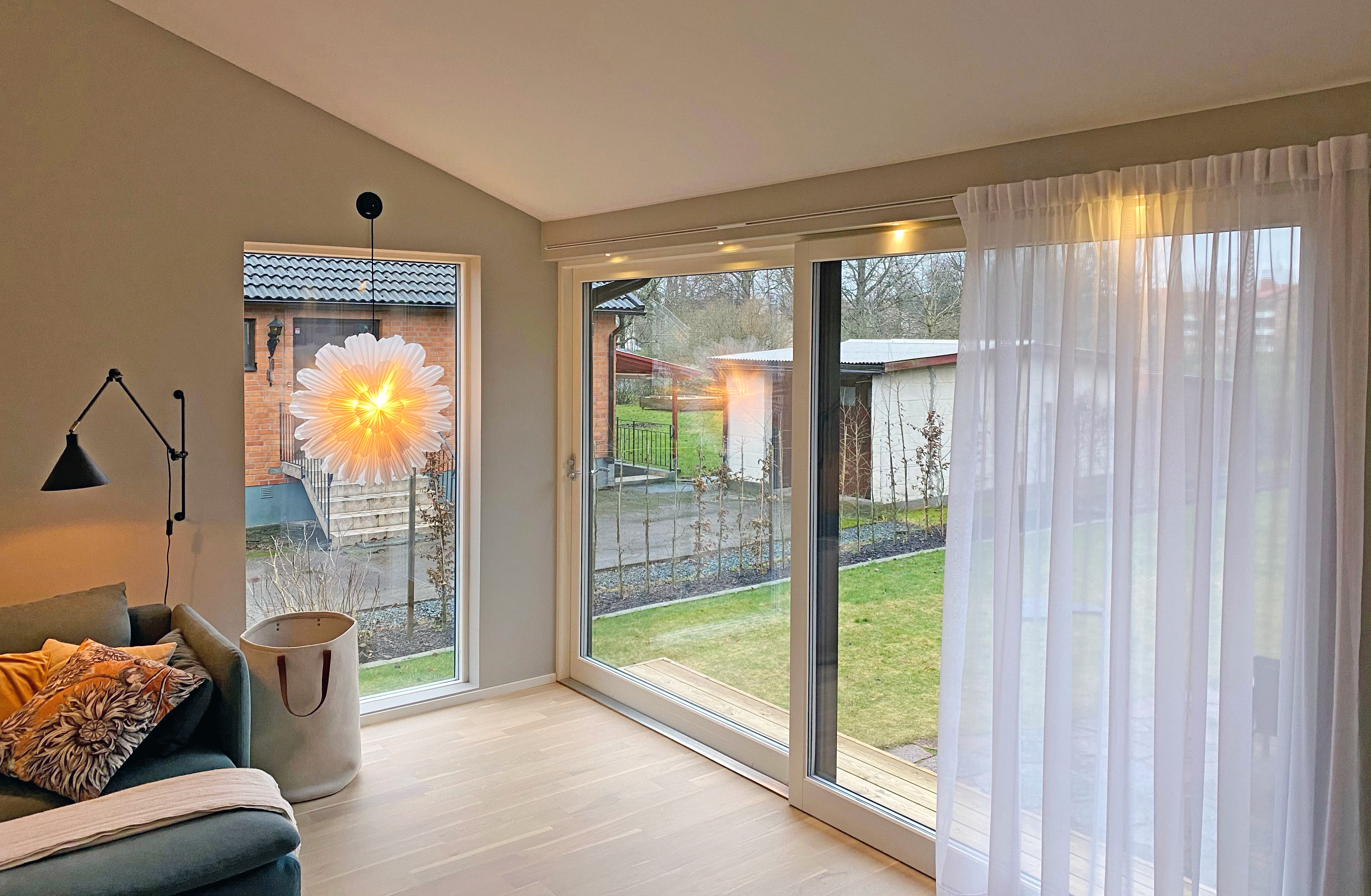 Skjutdörr 2-delad trä 3-glas