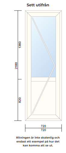 Utåtgående altandörr VH trä 3-glas 720×2180 mm-O1306