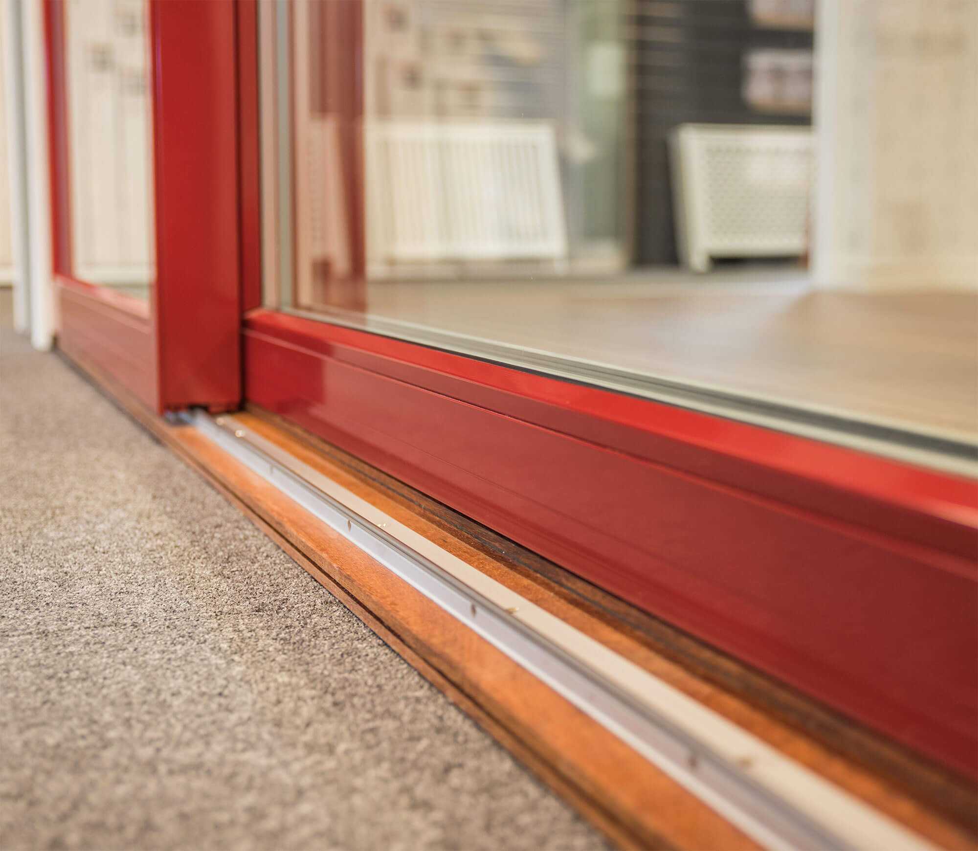 Skjutdörr 2-delad trä 3-glas