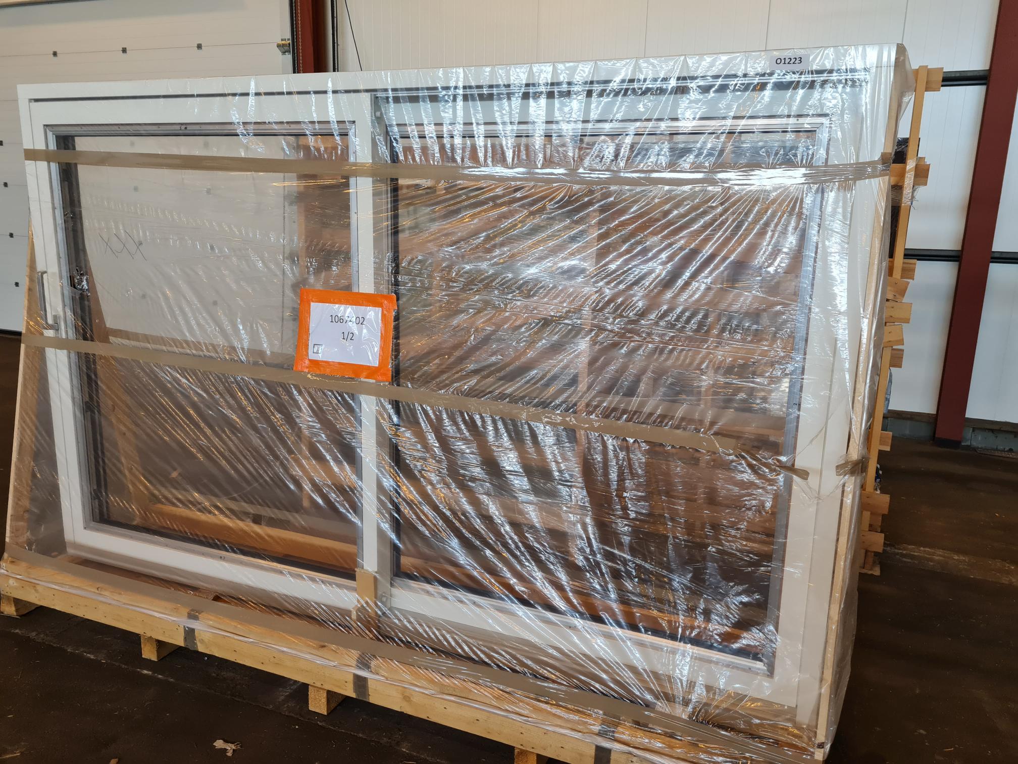 preview image for Lyft-Glid Skjutdörr 2-delad Trä-Aluminium 3-glas. Gångdörr vänster sett utifrån - O1223