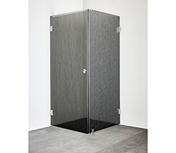 preview image for Infinity Lace Combi är ett exklusivt duschhörn med smäckra beslag och en elegant handtagslösning. Välj mellan tre färger – krom, matt svart eller borstad mässing. Lace är ett glas med med metallisk textileffekt.