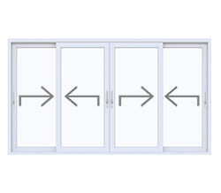 preview image for Lyft-Glid Skjutdörr 4-delad Schema F Hel-Aluminium 3-glas