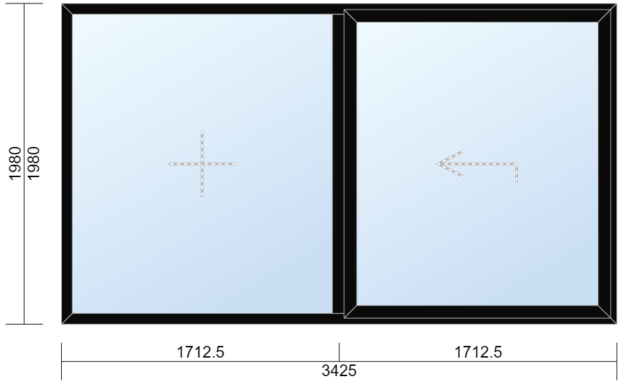 preview image for Lyft-Glid Skjutdörr 2-delad Schema A Hel-Aluminium 3-glas. Gångdörr höger sett utifrån - O1087