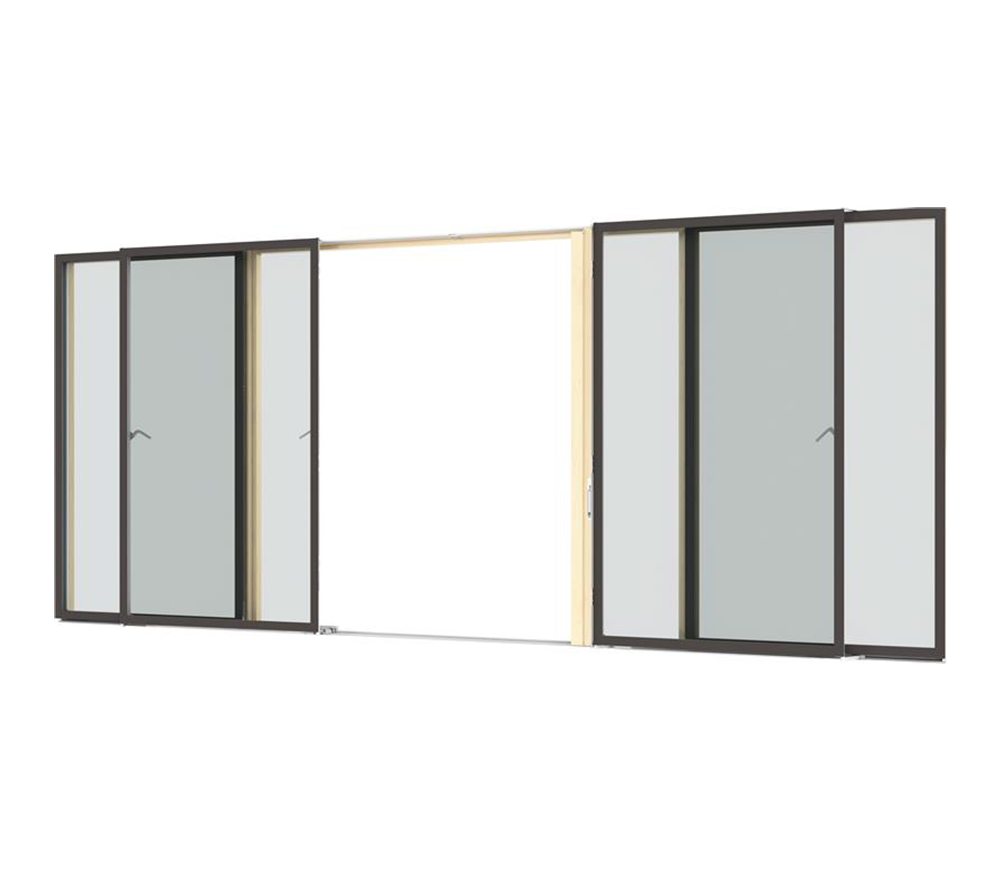 Skjutdörr 4-delad aluminium 3-glas