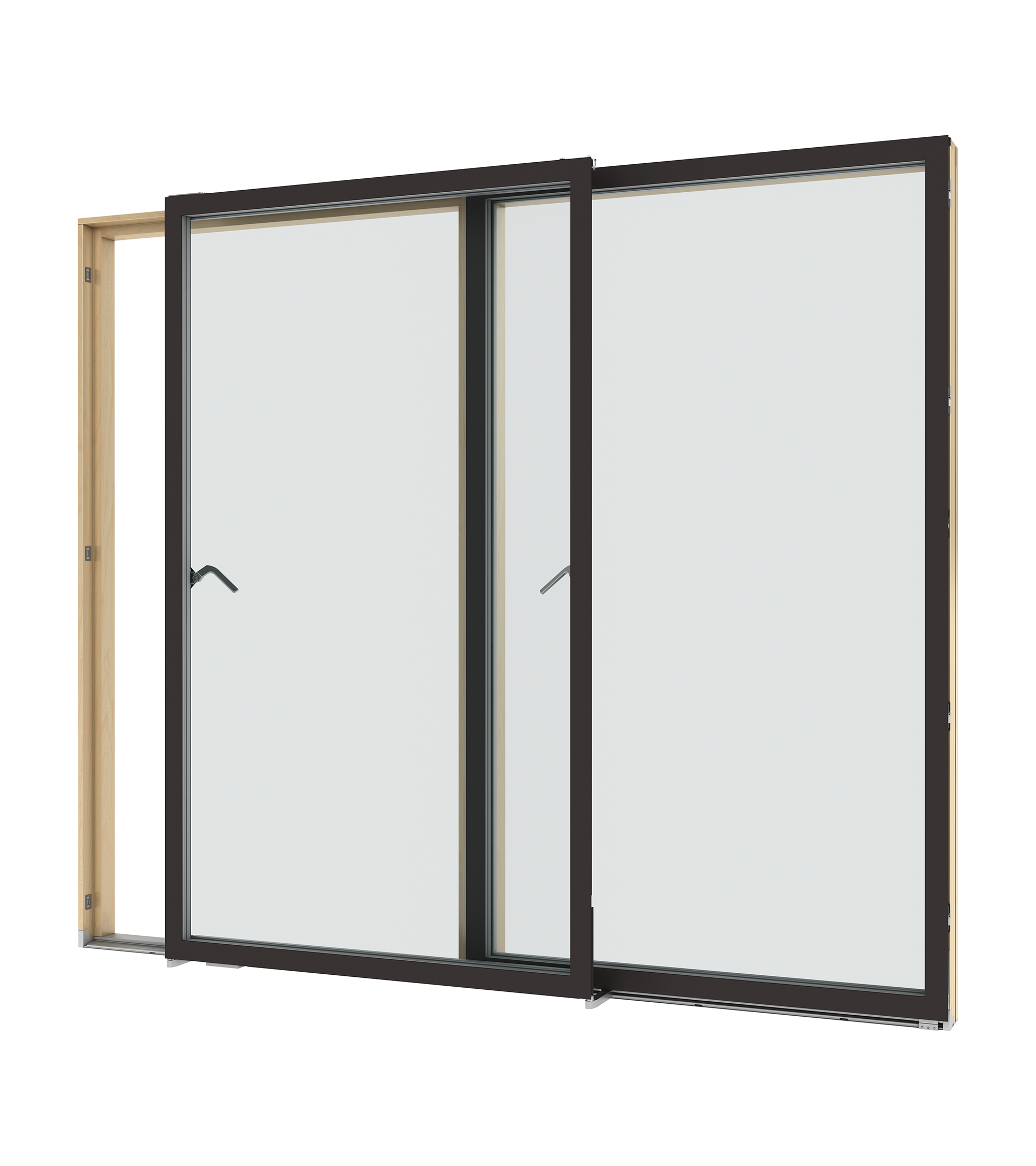 Skjutdörr 2-delad aluminium 3-glas